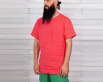 Linen Men T-Shirt. Capsule Wardrobe Men. Summer Mens Shirt. Resort Menswear. Flax Fabric.