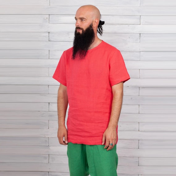 Linen Men T-Shirt. Capsule Wardrobe Men. Summer Mens Shirt. Resort Menswear. Flax Fabric.