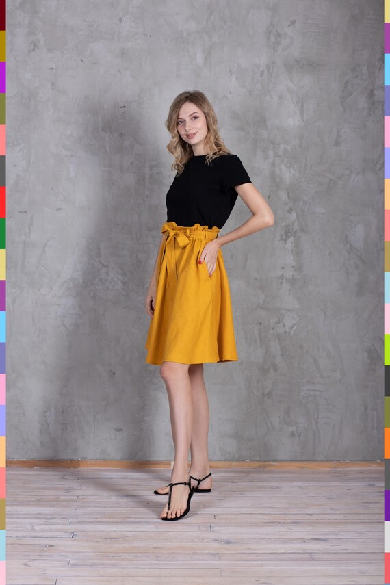 Linen top gold skirt