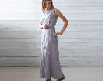 100% Italian Linen. Pure Flax Dress. Wrapped Dress. Summer Dresses. OEKO TEX Certified.