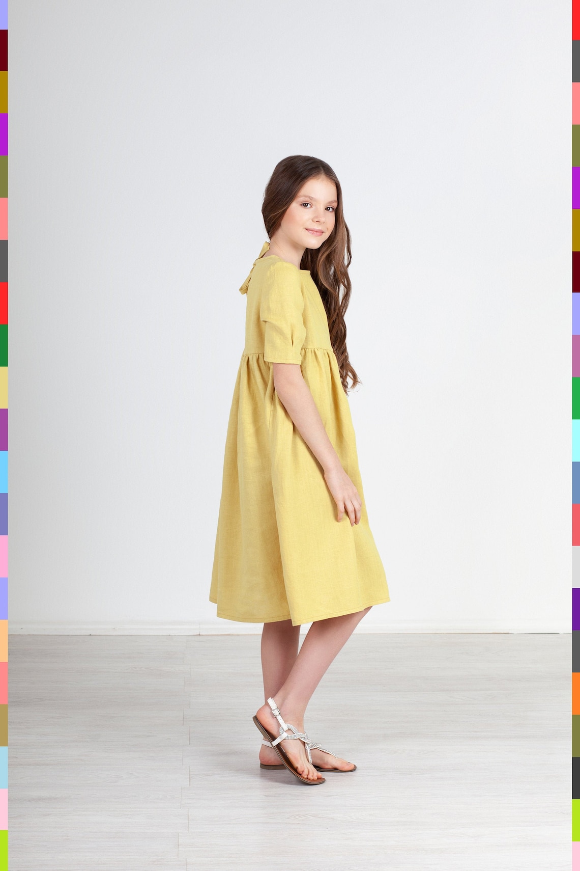 Maxi Girls Dress. Lemon Girls Gown. Summer Linen Tunic. | Etsy