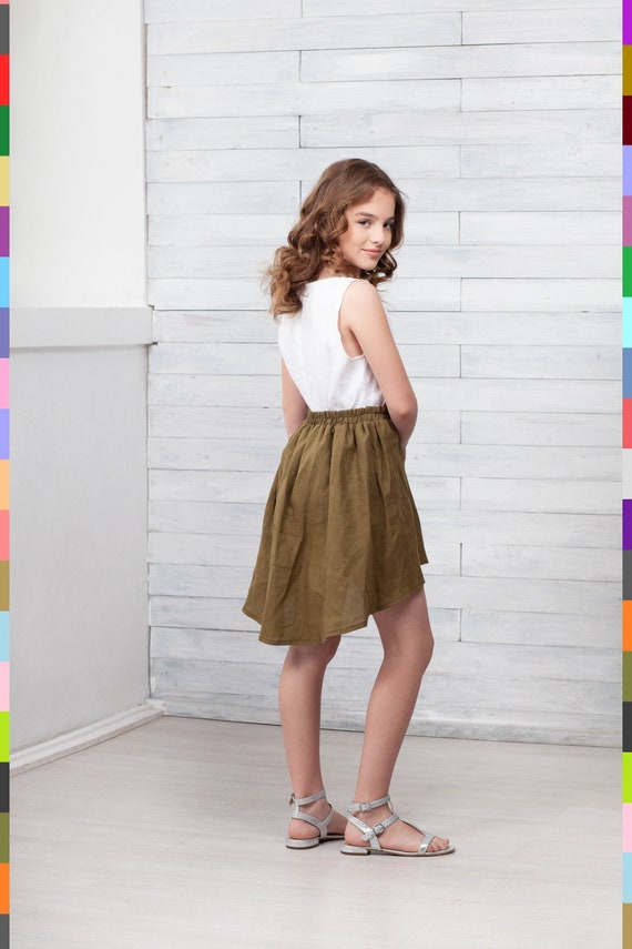 100% pure linen Italy. Kids linen skirt. Girls flax skirt. | Etsy