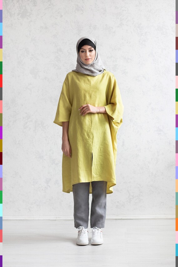 arabic linen dress 100% Italian Linen. Flax Arabic Dress. Women Thobe. Farasha Dresses. Linen Bisht. Women's Jilbab