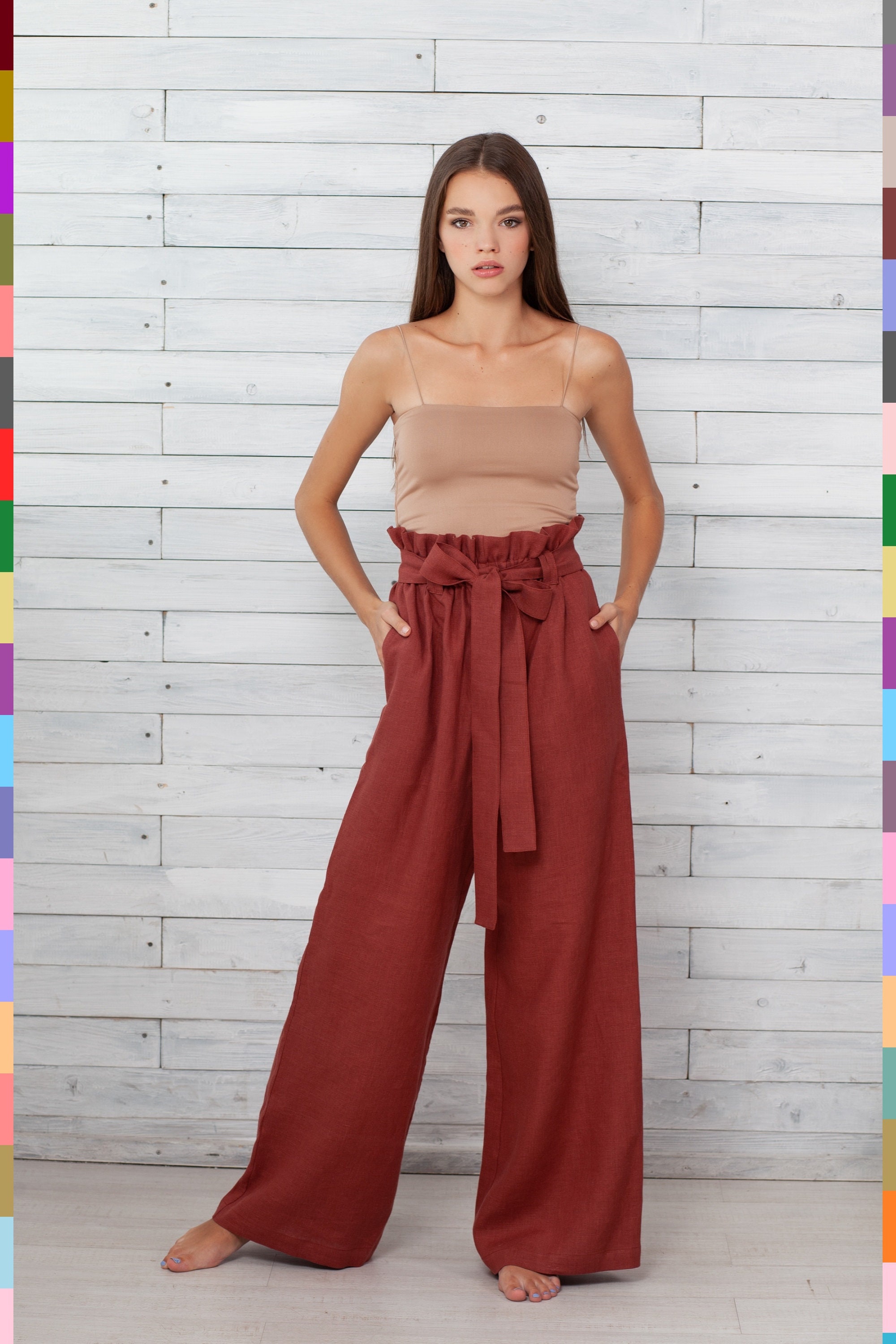 vital pure linen roped tuck pants リネンパンツ CINOH - LINEN PANTS / リネンパンツ (グレー) | Sir online