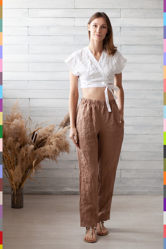 Brown Linen Pants. Flax Pants. Linen Trousers. Comfy Linen Trousers.  Classic Women Pants. 100% Pure Linen italy -  Canada