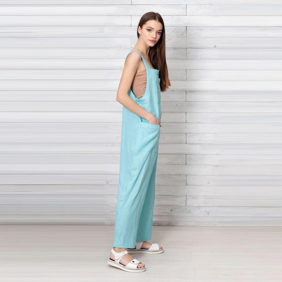 loose romper dress Boho Sleeveless Wide Leg Romper Square Neckline Loose Fit Jumpsuit in Pink - Women's Boho Fashion
