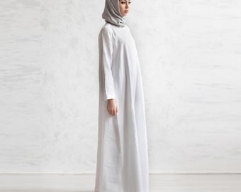 100% Italian Linen. Women's Islamic Dress. Flax Jalabiya. Muslim Clothing. Luxury Caftans. Arabic Dress.