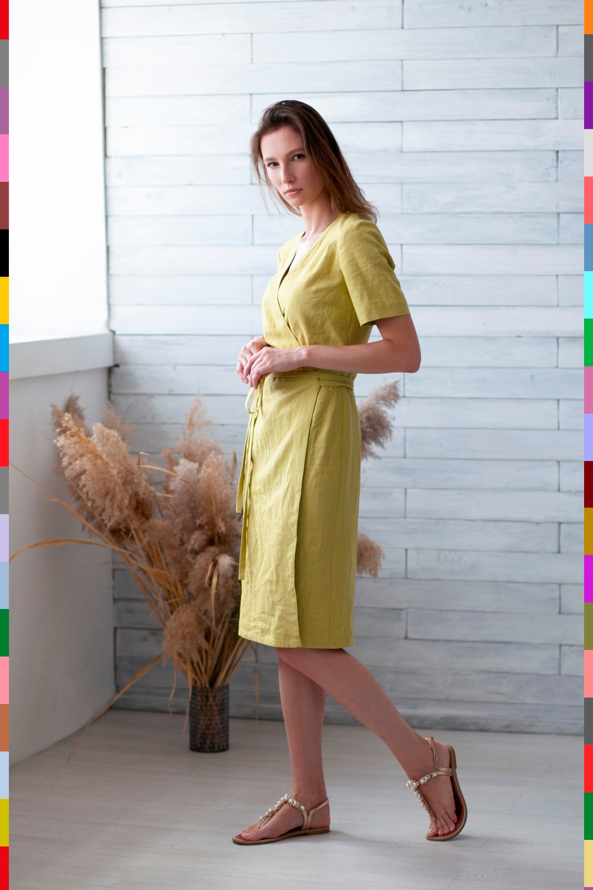 Yellow Linen Dress. Linen Wrap Dress. Bestseller Dress. Washed Etsy