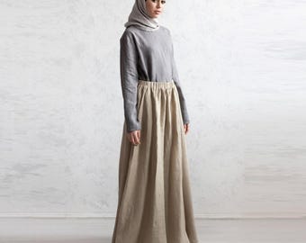 100% Italian Linen. Arab Skirt. Abaya Skirts. Jilbab Bottom. Ramadan Clothes. Middle East Skirt.