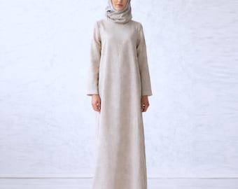 100% Italian Linen Maxi Abaya. Modest Muslim Dress. Hijab Outfit. Eid Dresses. Summer Abaya.
