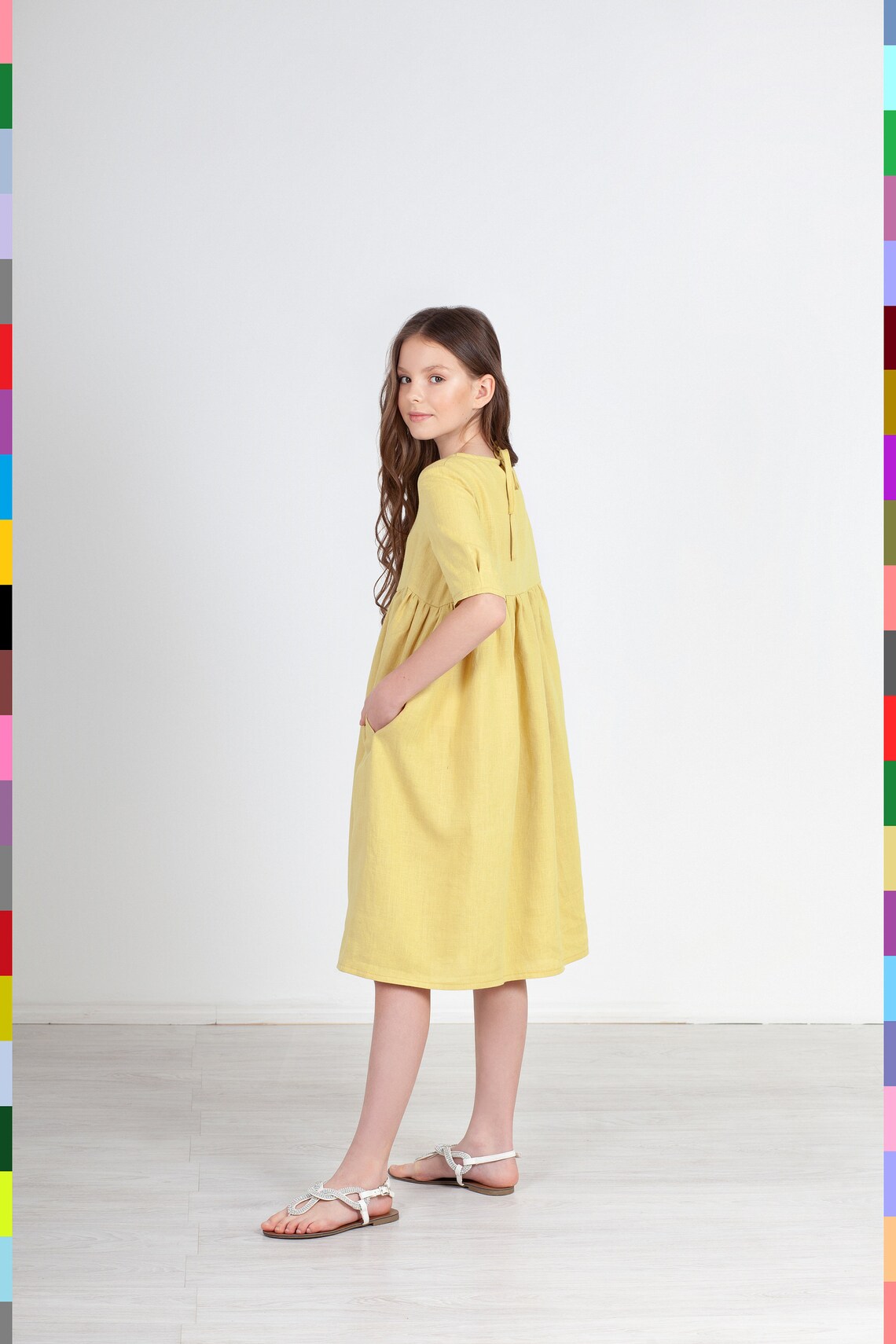Maxi Girls Dress. Lemon Girls Gown. Summer Linen Tunic. - Etsy