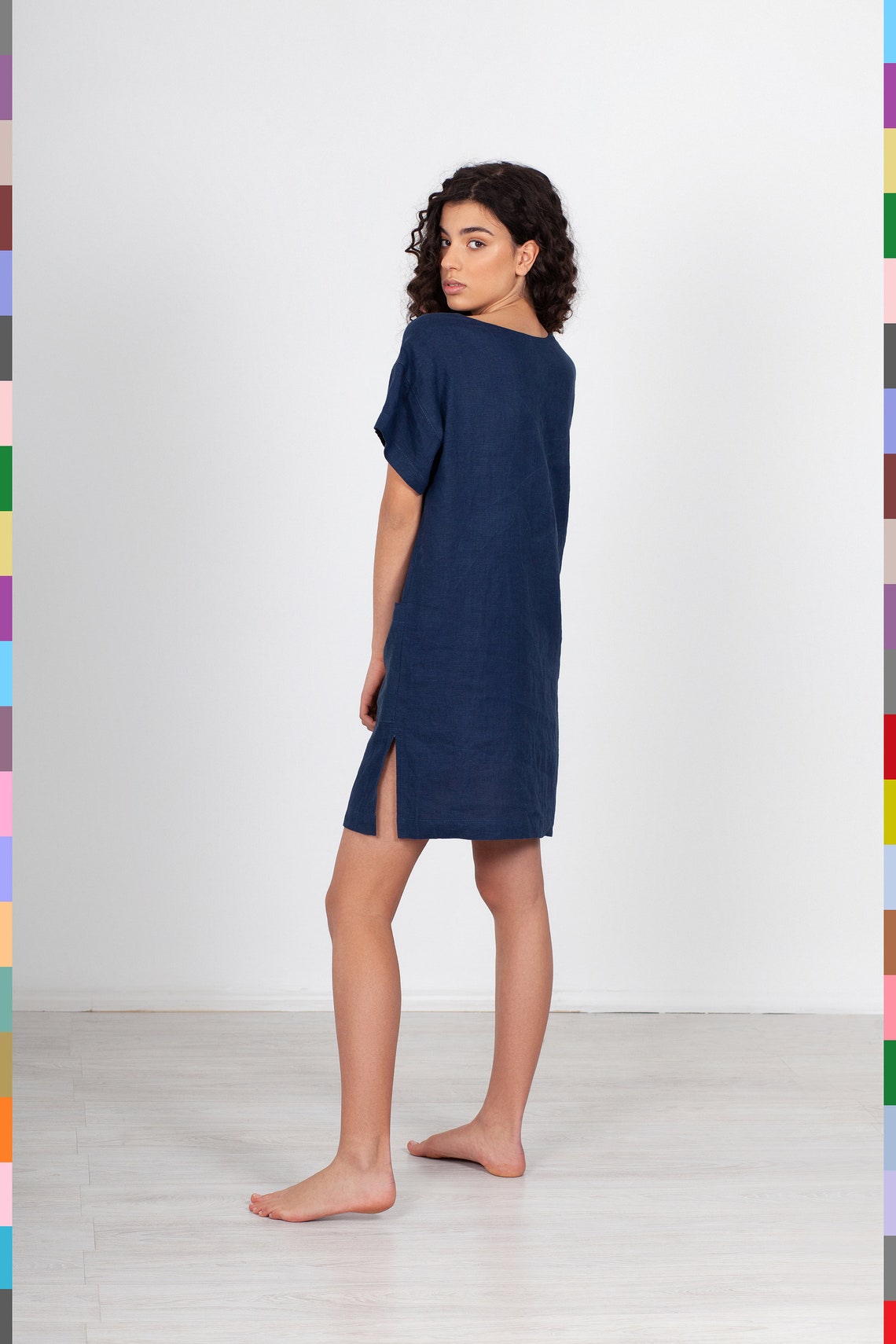 Navy Linen Tunic. Linen Top Dress. Blue Tunic Dress. Dress Etsy UK