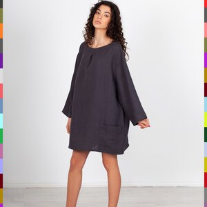 Gray Linen Tunic. Oversized Linen Top. Flax Tunic Dress. Linen - Etsy