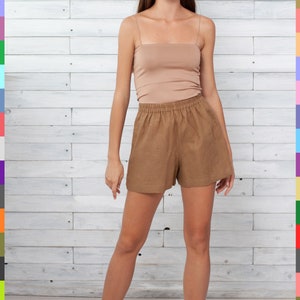 Brown Linen Shorts. Flax Shorts. Women Pajama Shorts. Summer Shorts. Summer Girls Shorts. Mini Linen Shorts. 100% Pure Linen (Italy)