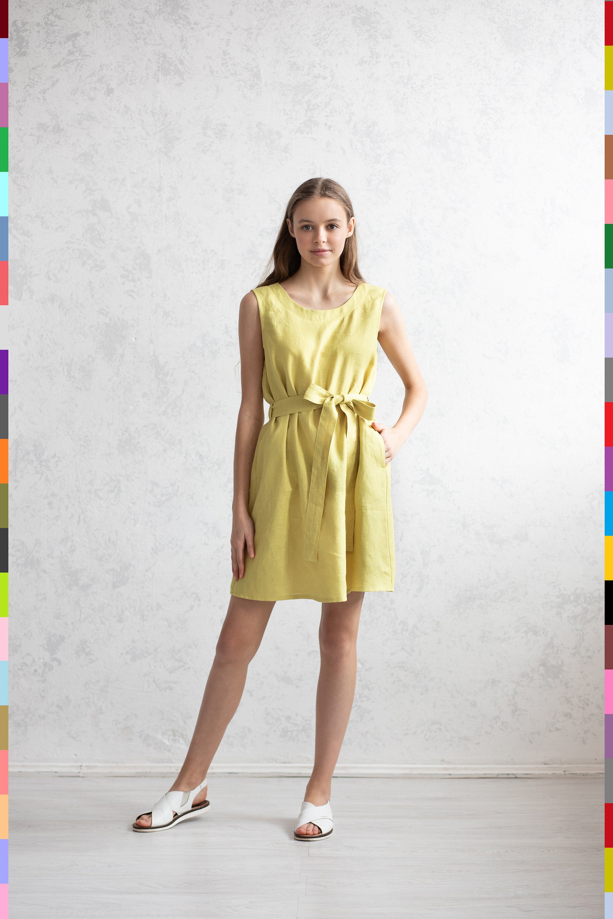 Lemon Linen Dress - Etsy