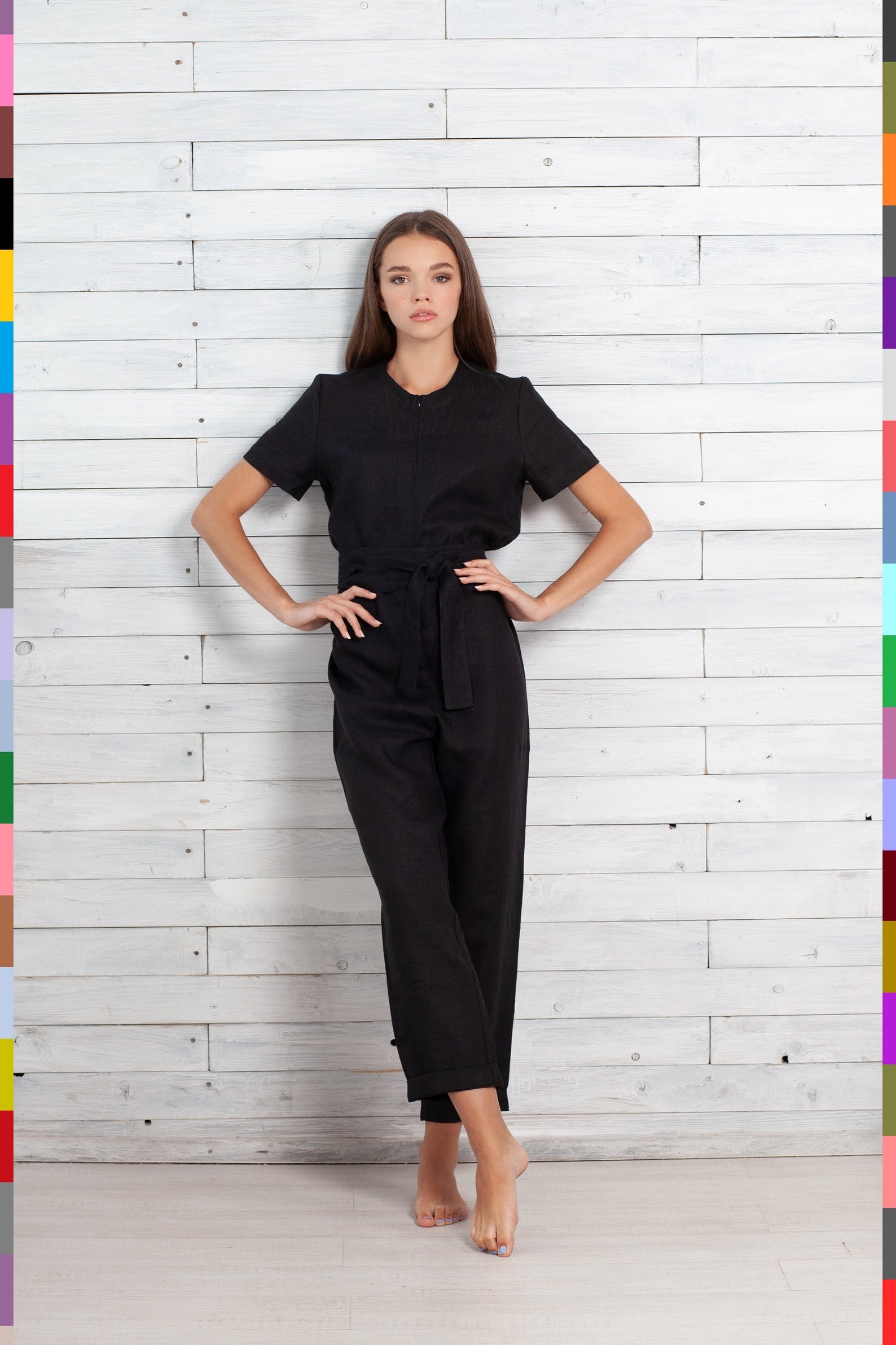 Linen Romper. Elegant Rompers. Formal Jumpsuit. Black Jumper. | Etsy