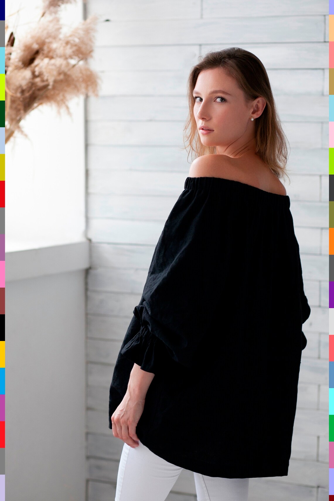 Black Linen Top. off the Shoulder Top. Flax Blouse. Linen - Etsy