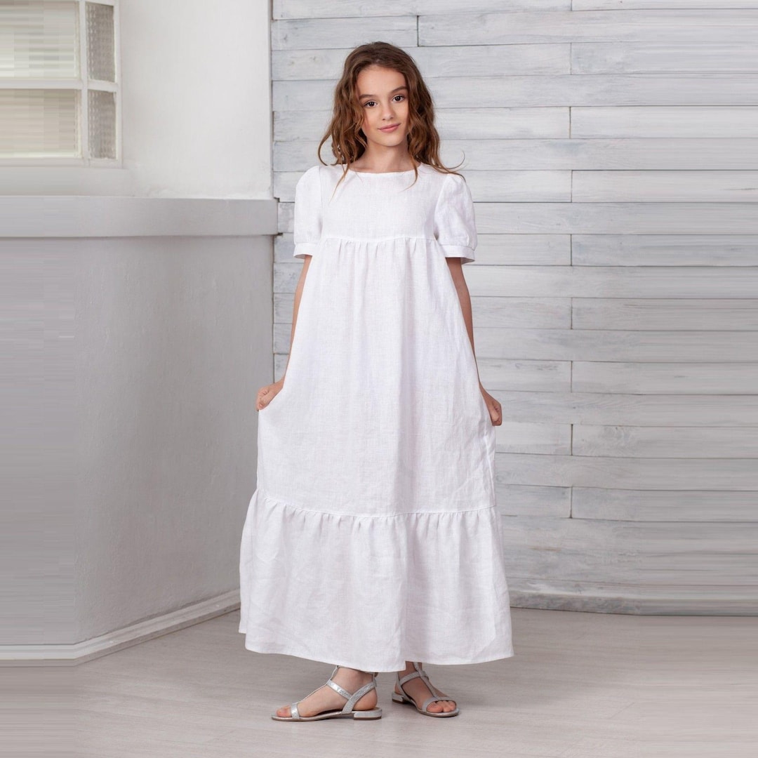 boho dresses for tweens Italian linen kids dress 5 At home Vacationand more