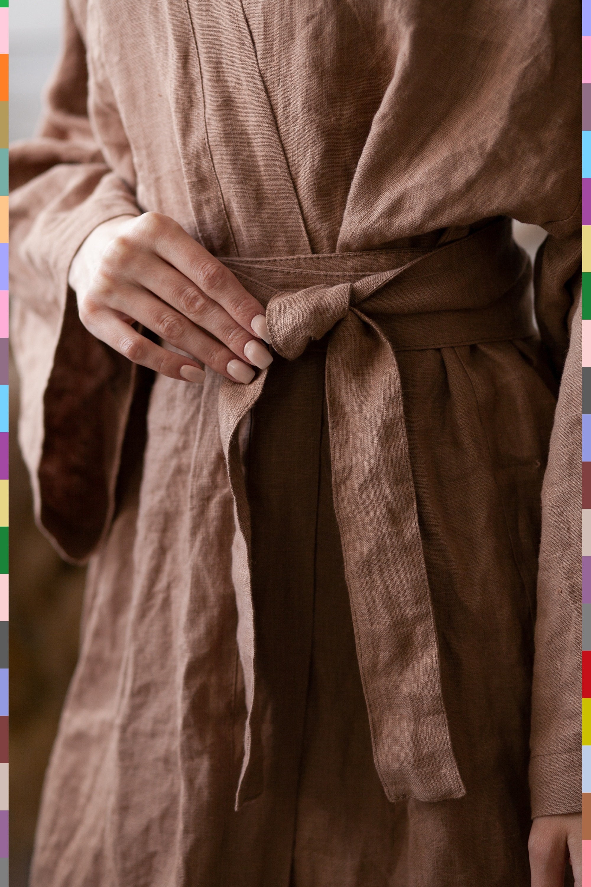 Brown Linen Robe. Handmade Linen Robe. Linen Loungewear. Etsy