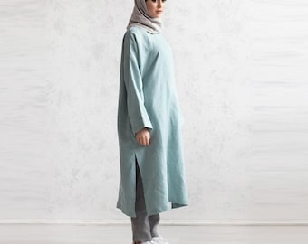100% Italian Linen. Gulf Dress. Religion Dresses. Flax Kaftans. Natural Abayas. Islamic Fashion.