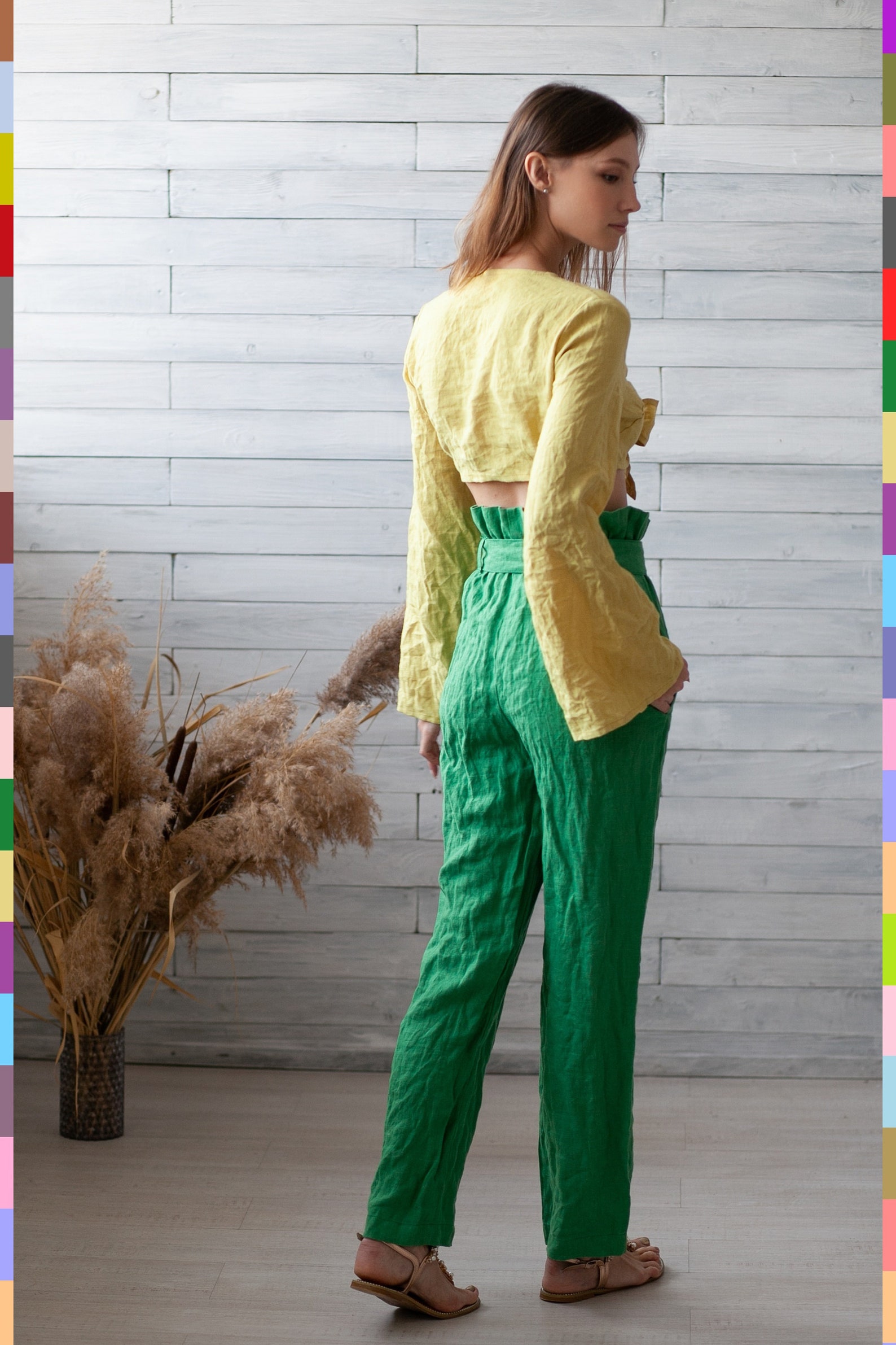 Yellow Linen Top. Yellow Crop Top. Linen Tie Front Top. Short Etsy