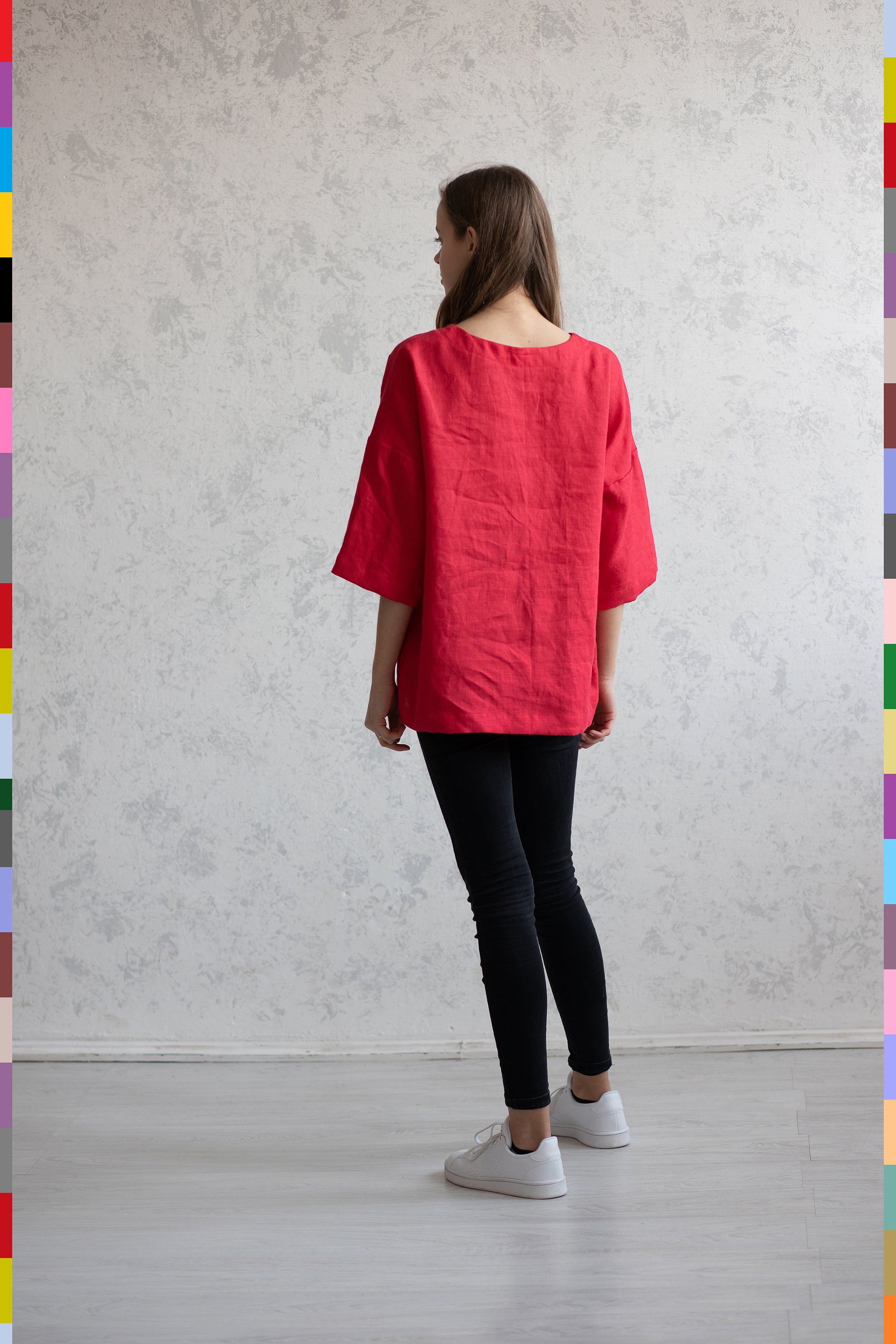 Oversized Linen Top. Oversized Linen Blouse. Round Neck Etsy UK