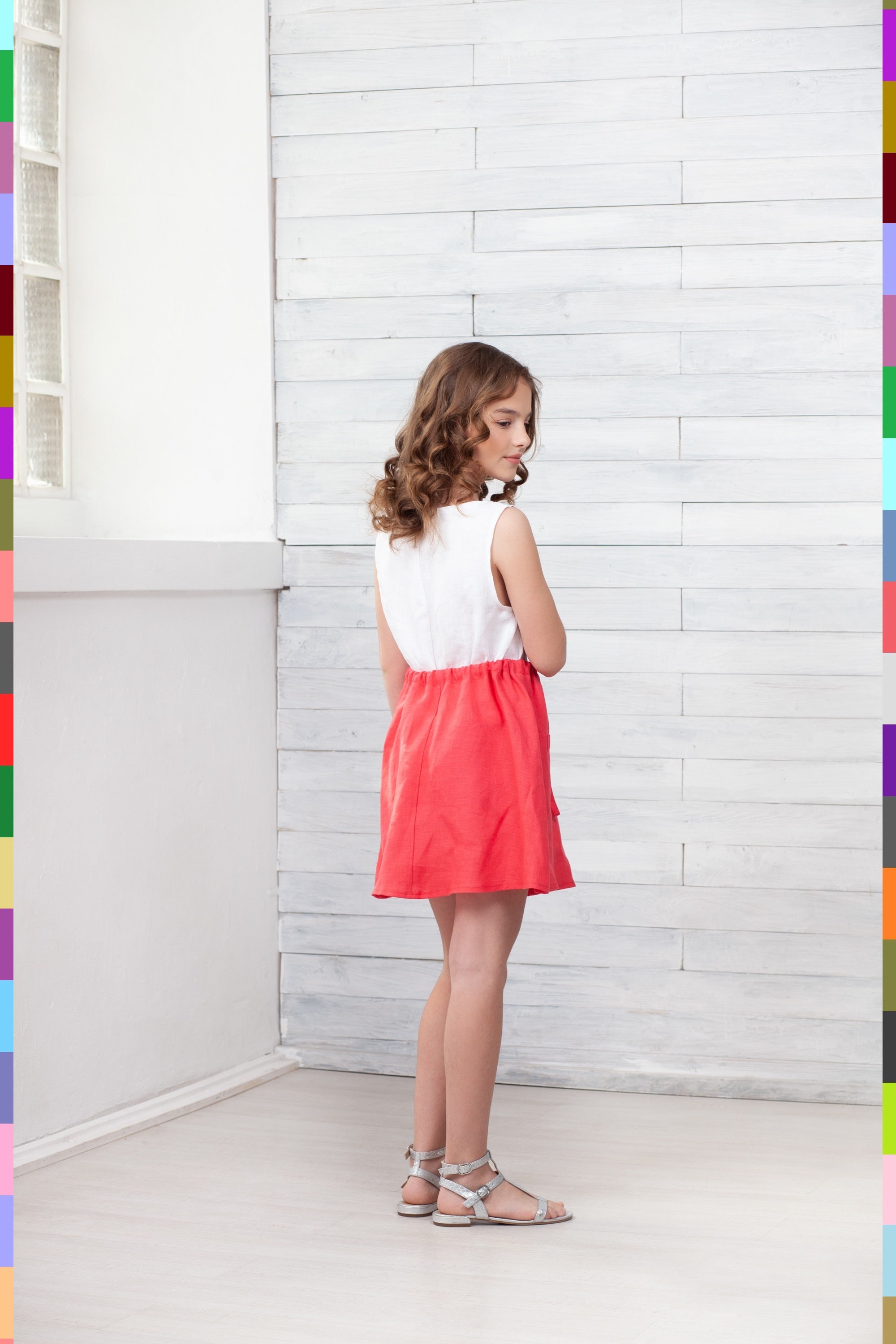 Coral Kinderrock. Roter Mädchenrock. Rock mit Taschen. Etsy