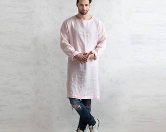 Unisex Linen Shirt. Long Flax Tunic Shirts. Eco Friendly Clothing. Loose Fit. Ethical Fashion.