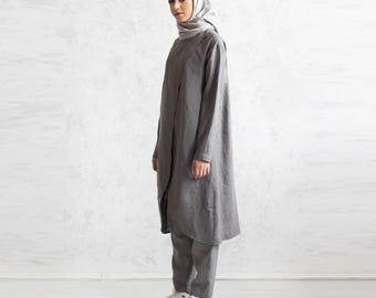 100% Italian Linen. Luxurious Abaya. Religion Clothes. Muslim Clothing. Fashion Jalabiya. Natural Flax Caftan.