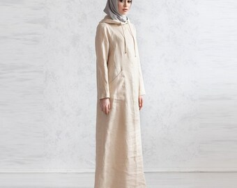 100% Italian Linen. Modest Abayas. Ramadan Outfits. Halal Linen Dressed. Flax Abaya. Women's Hijab.