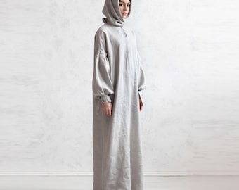 100% Italian Linen. Luxury Abaya Dress. Women's Kaftan. Elegant Muslim Dresses. Pure Linen Abayas.
