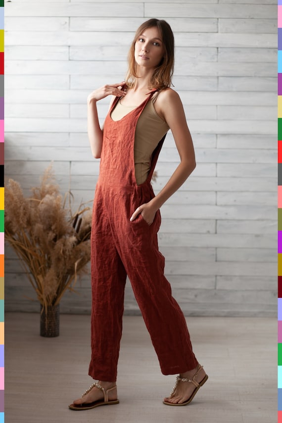100% Pure Linen italy. Linen Jumpsuit. Flax Jumpsuit. Linen - Etsy