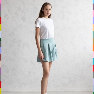 Linen Shorts. Shorts For Woman. Summer Shorts. Laundered Linen Shorts. Linen Shorts Skirt. High Waist Shorts. 100% pure linen (Italy) image 2