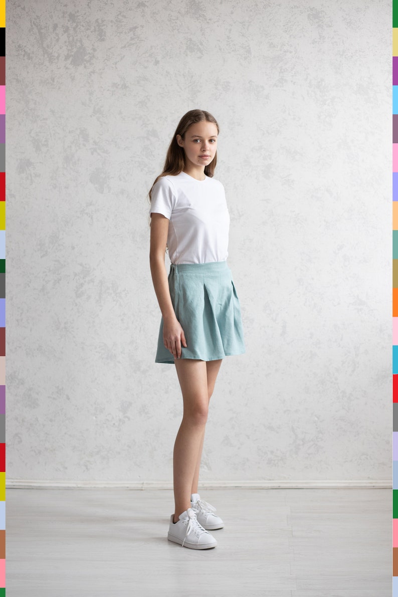 Linen Shorts. Shorts For Woman. Summer Shorts. Laundered Linen Shorts. Linen Shorts Skirt. High Waist Shorts. 100% pure linen (Italy) image 2
