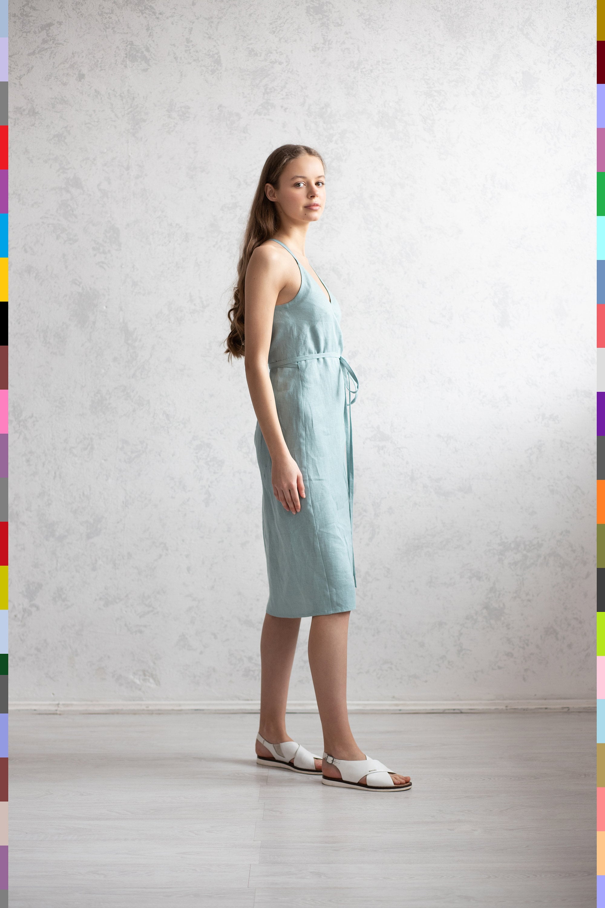 100% Italian Linen Wrap Dress. Soft & Silky. Double