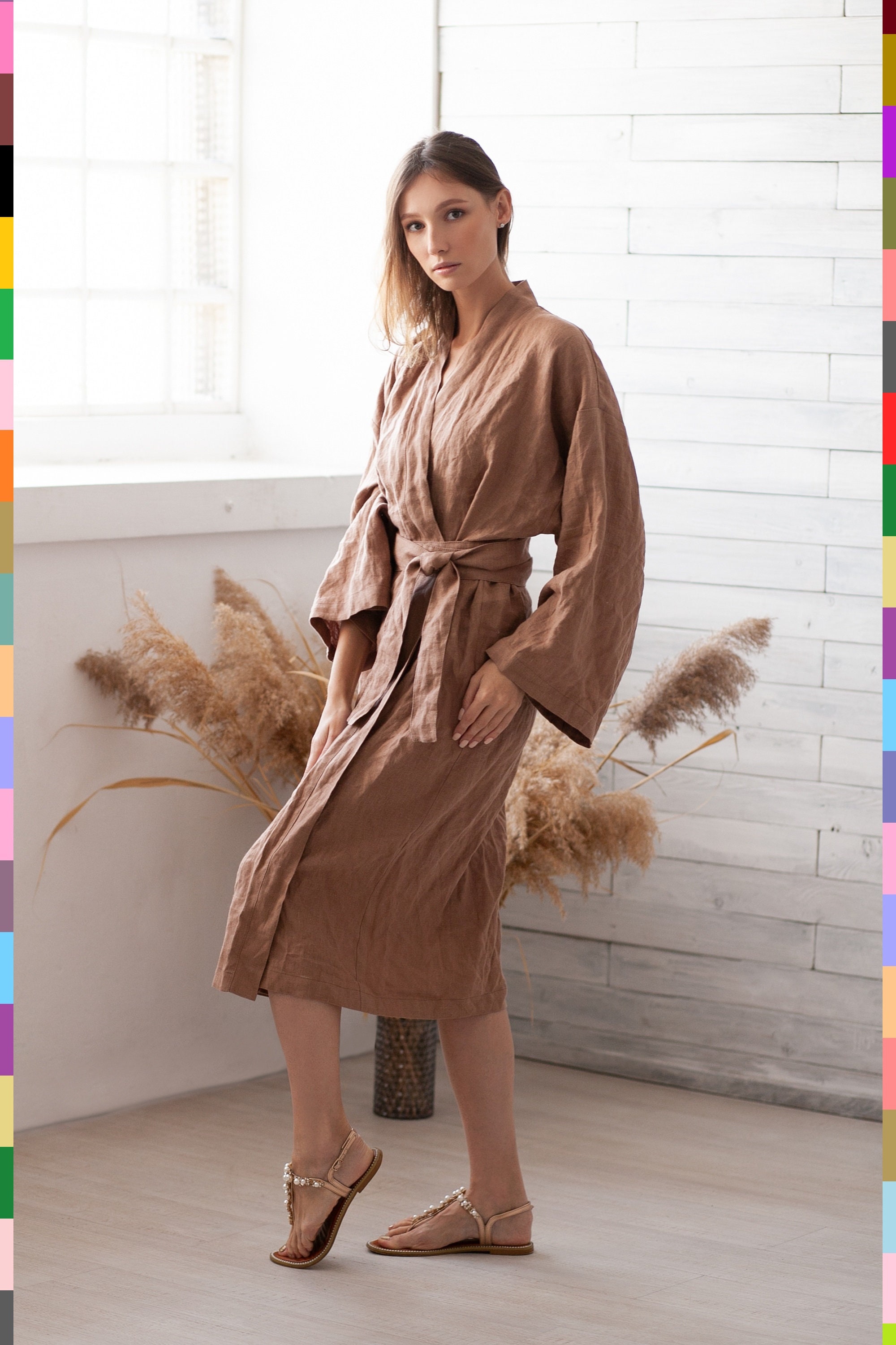 Brown Linen Robe. Handmade Linen Robe. Linen Loungewear. Etsy