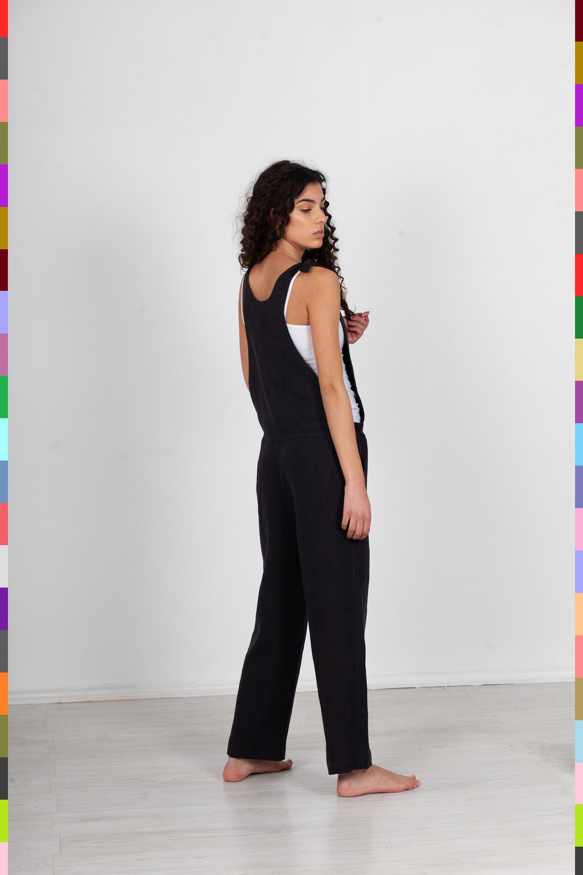 Black Linen Jumpsuit. Flax Dungaree. Black Jumper. Linen Etsy UK