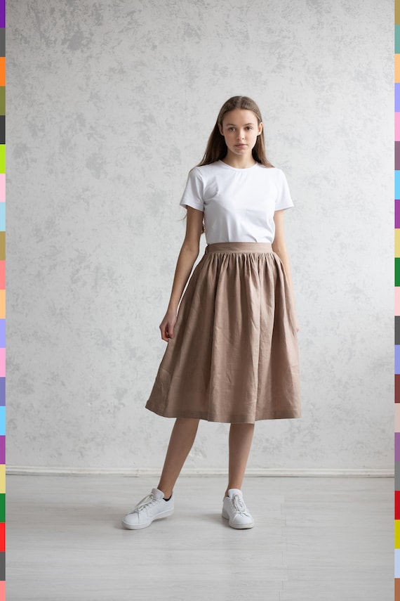 Linen skirts top with pockets