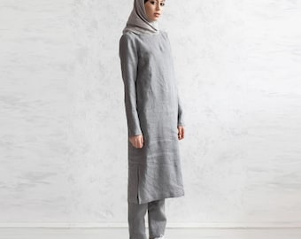 100% Italian Linen. Natural & Breathable Islamic Dress. Muslim Dresses. Women Abaya Dress. Djellaba Jellabiya.