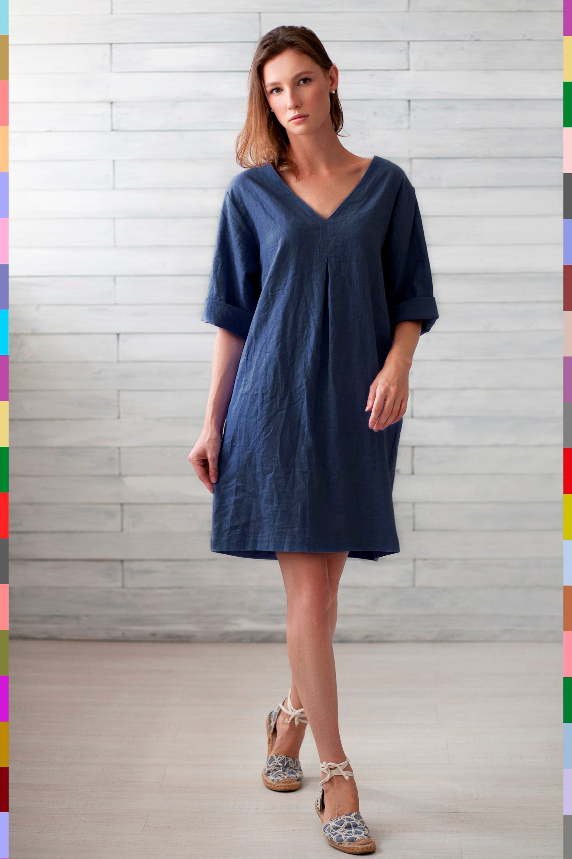 Navy Linen Dress. Minimal Linen Dress. Linen Tunic Dress. Etsy