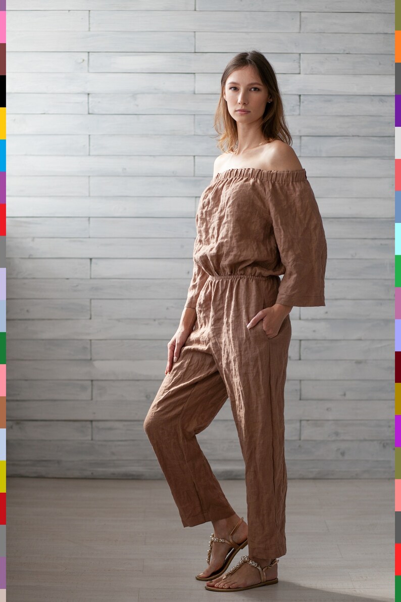 100 pure linen Italy. Linen jumpsuit. Flax jumpsuit. Linen Etsy