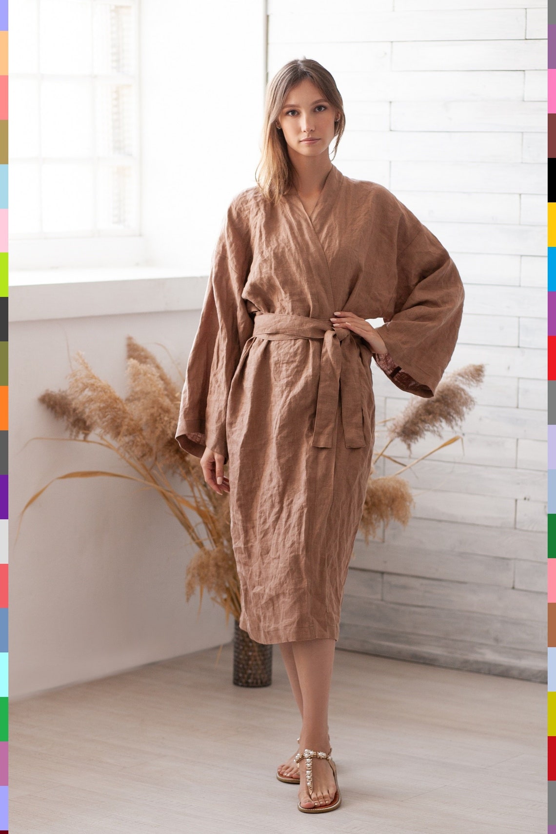 100 pure linen Italy. Linen robe. Flax kimono. Linen tunic. Etsy