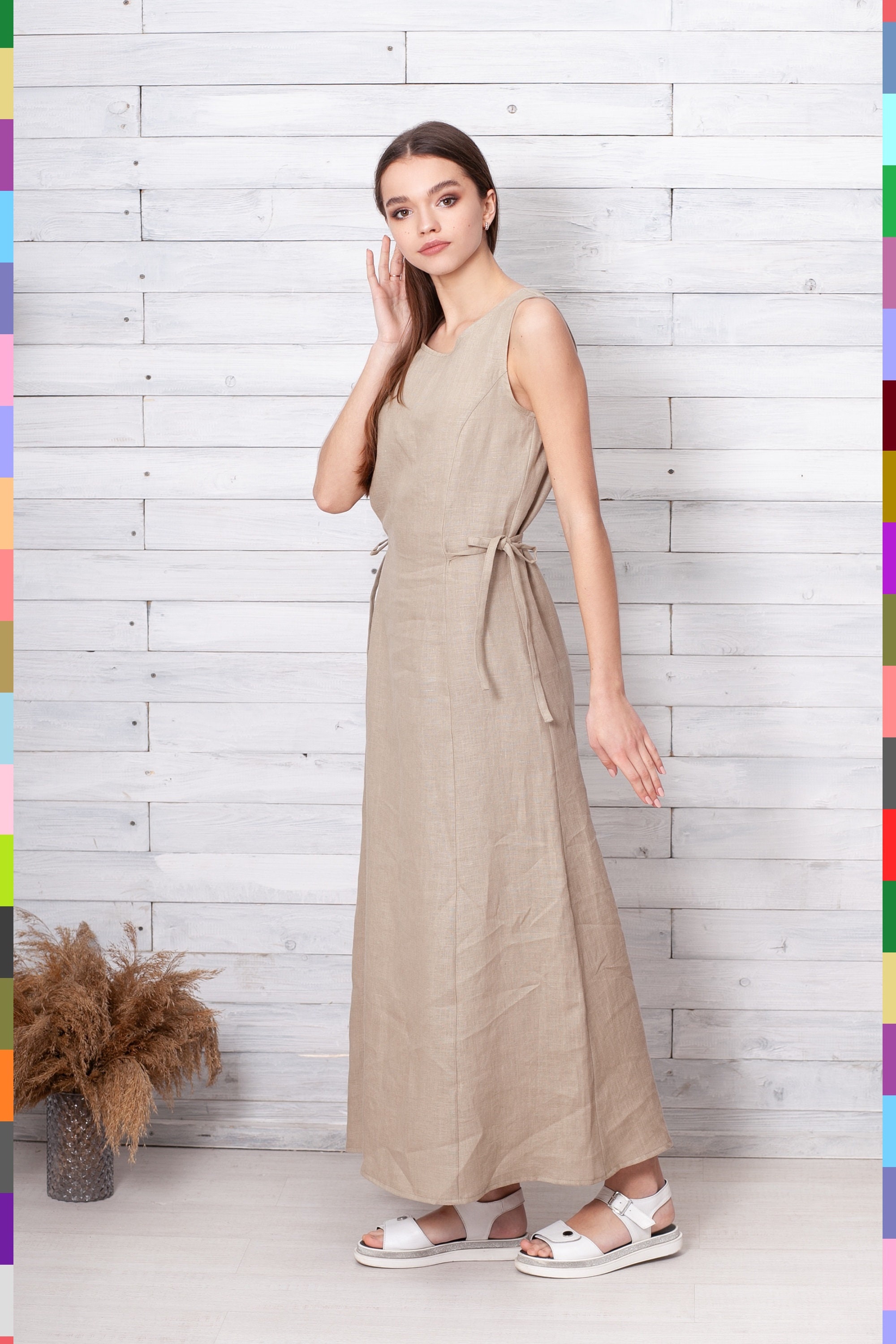 italian linen dresses for sale Breathable Linen Dress