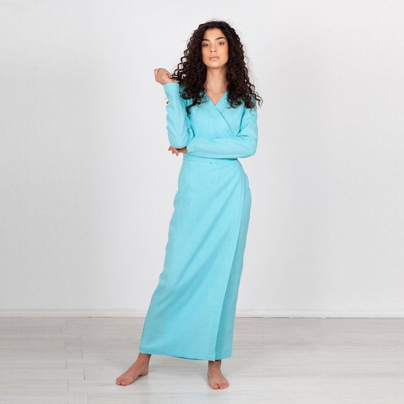 knee length dresses for ladies Linen Maxi Dress with Pockets main image 0