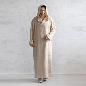 Men’s Linen Thobe. Flax Thawb. Muslim Mens Wear. Ramadan Thobes. Islamic Halal Fashion. image 1