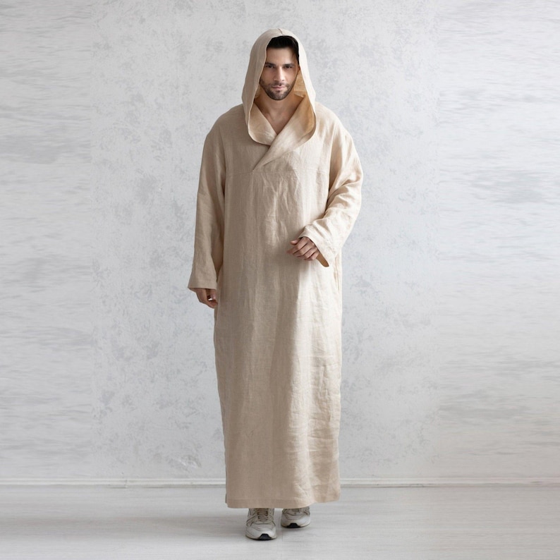 Men’s Linen Thobe. Flax Thawb. Muslim Mens Wear. Ramadan Thobes. Islamic Halal Fashion. image 1