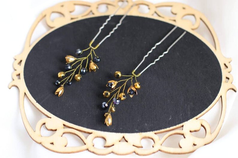 Black hair pin Wedding bobby pins prom flower hair pins ...