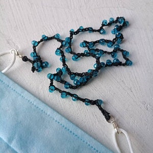Blau Maskenhalter Maskenkette Brillenkette Brillenhalter Brillenständer Maske Schlüsselband Perlen Brillenkette Taille Perlen