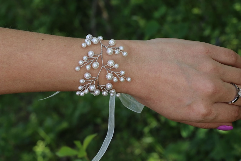 Pearl Corsage and Boutonniere Set Wristlet Corsage Bridal - Etsy