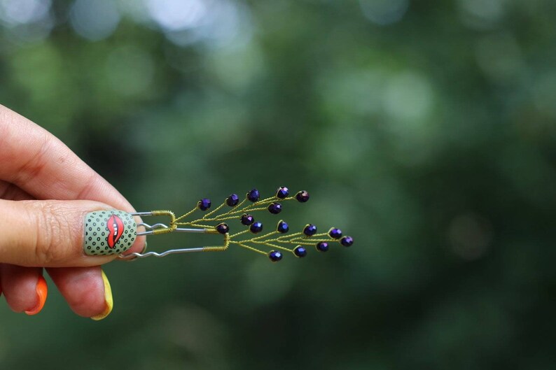 Dusty Blue Wedding Hair Piece Crystal Hair Pins Bridal Hair Etsy